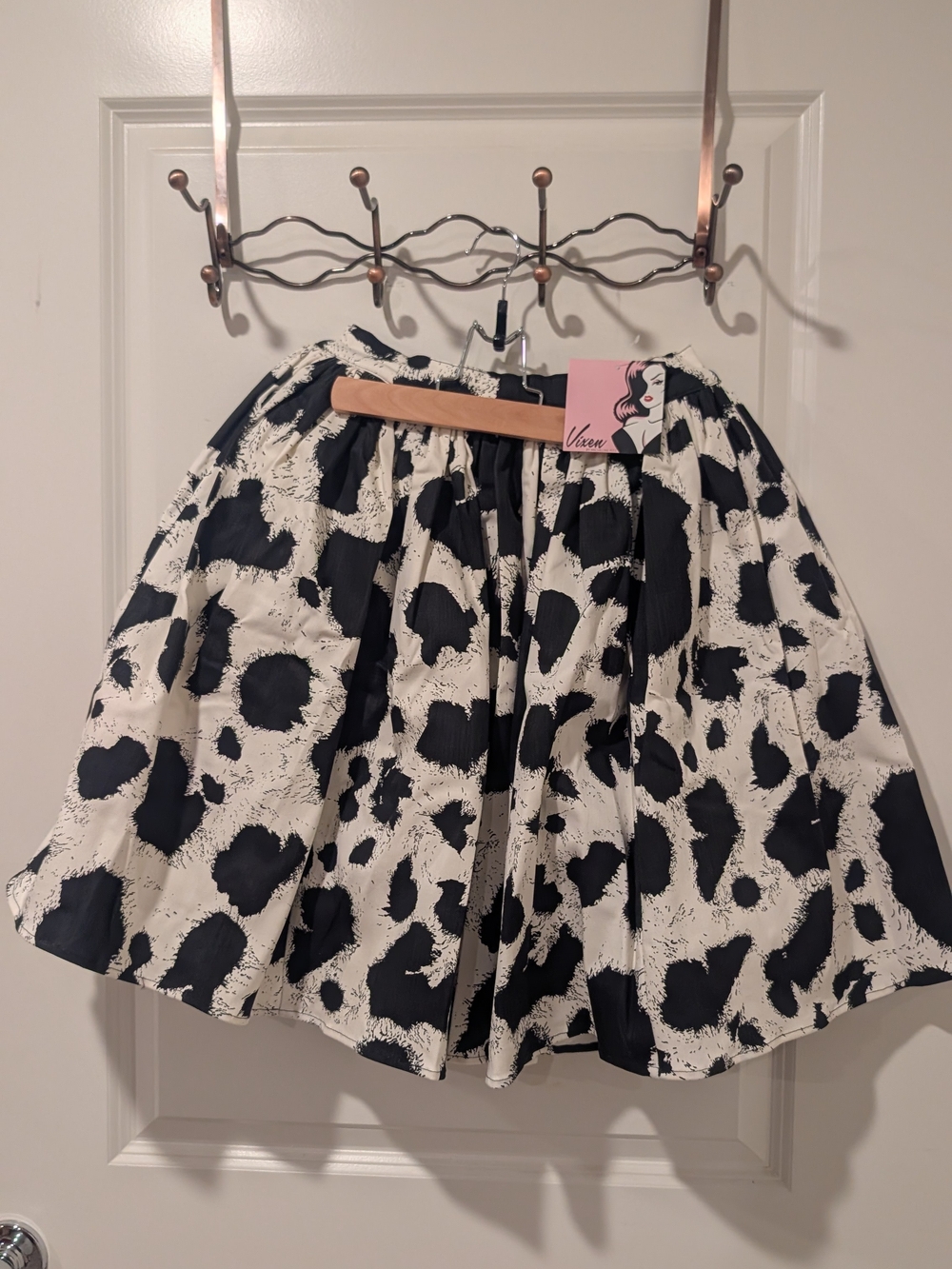 Vixen by Micheline Pitt Cow Print Skater Print Skirt